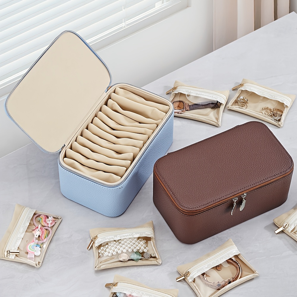 New Jewelry Box with 12 Storage Bags for Earrings and Rings